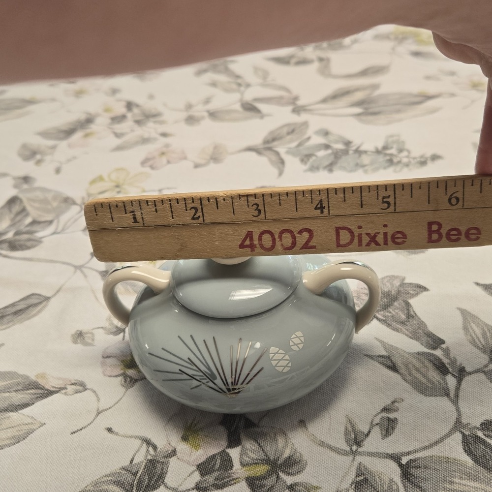 Franciscan Silver Pine Sugar Bowl with Lid, MCM - Picture 7 of 7